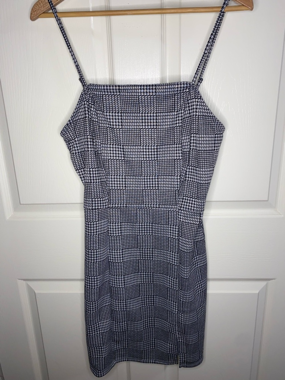 Plaid Spaghetti Strap Mini Dress in Black and White